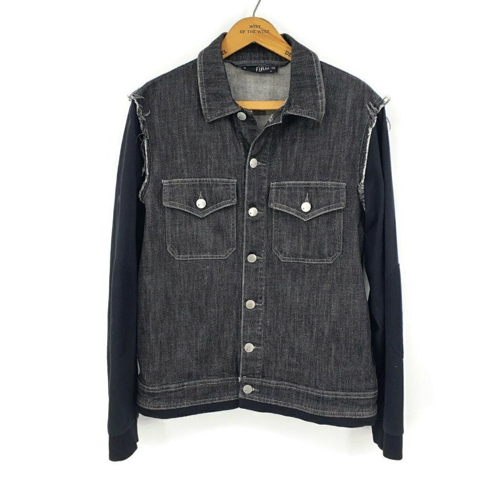 Federation + Denim Jacket Mens Medium Black Button Front